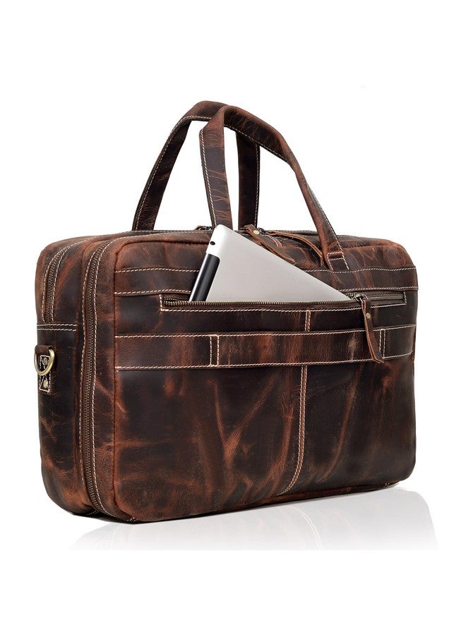 HLC 18 Inch Full Grain italian Leather Briefcase for Men, Top Choice Gifts, Handcrafted Laptop Bag with Multiple Compartments and Brass Hardware, Fits 18 Inch Laptop - Image 3