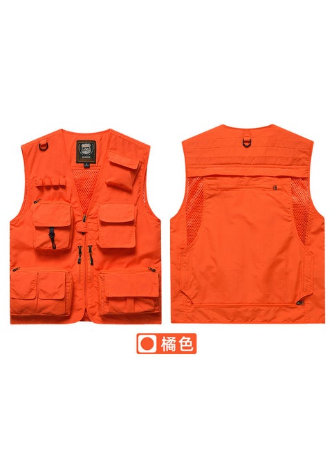 Photography Overalls Logo Vest Summer Mens Reflective Safety Vest with Reflective Strip Orange