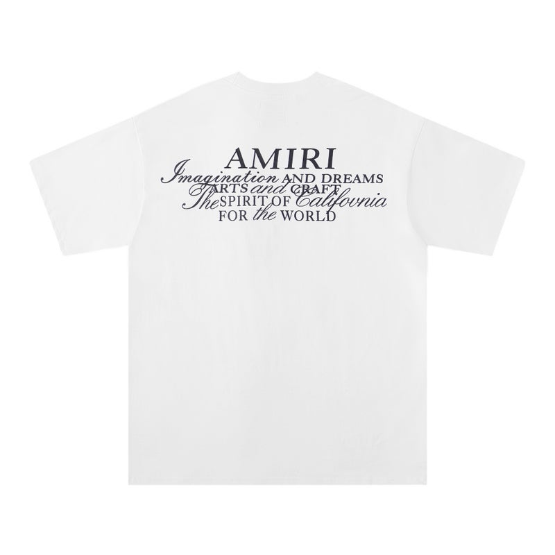 Spring and Summer New Amiri High Street Casual Loose Round Neck Letter Printed Short-Sleeved T-Shirt Cross-Border Export Men and Women Beauty Trend - Image 2