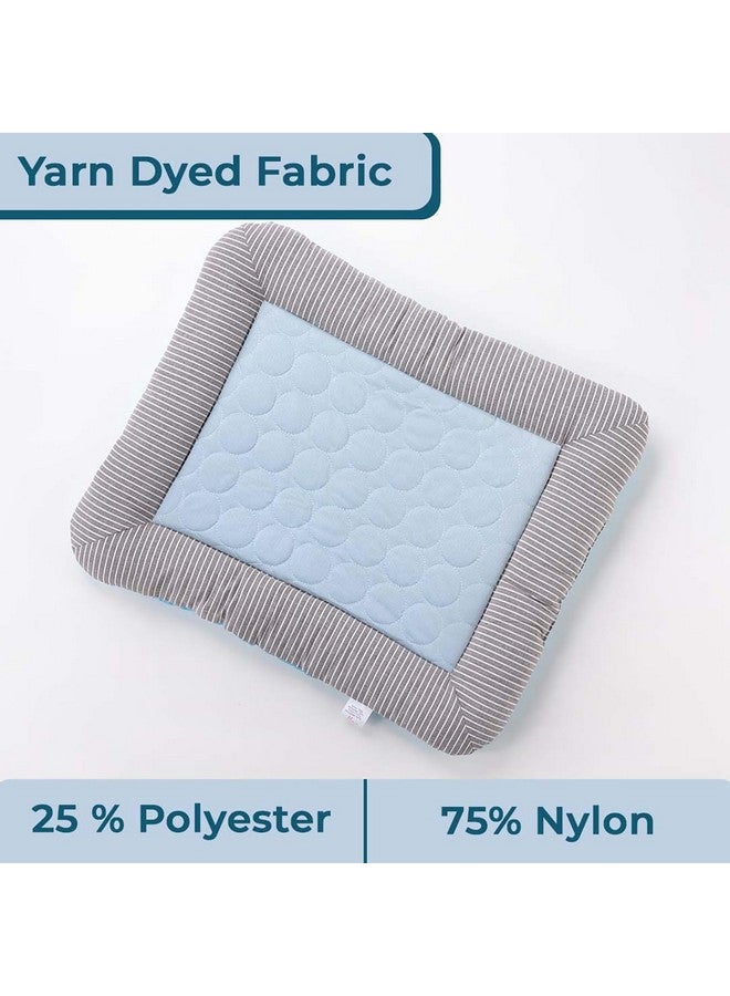 Hearts Rectangular Dog & Cat Bed|Yarn Dyed Oxford Cloth|Nylon And Polyester With Cotton Filling|Self-Cooling Bed For Dog & Cat|Small Light-Weight & Durable Dog Bed|Zqcj005B-M|Blue - Image 4