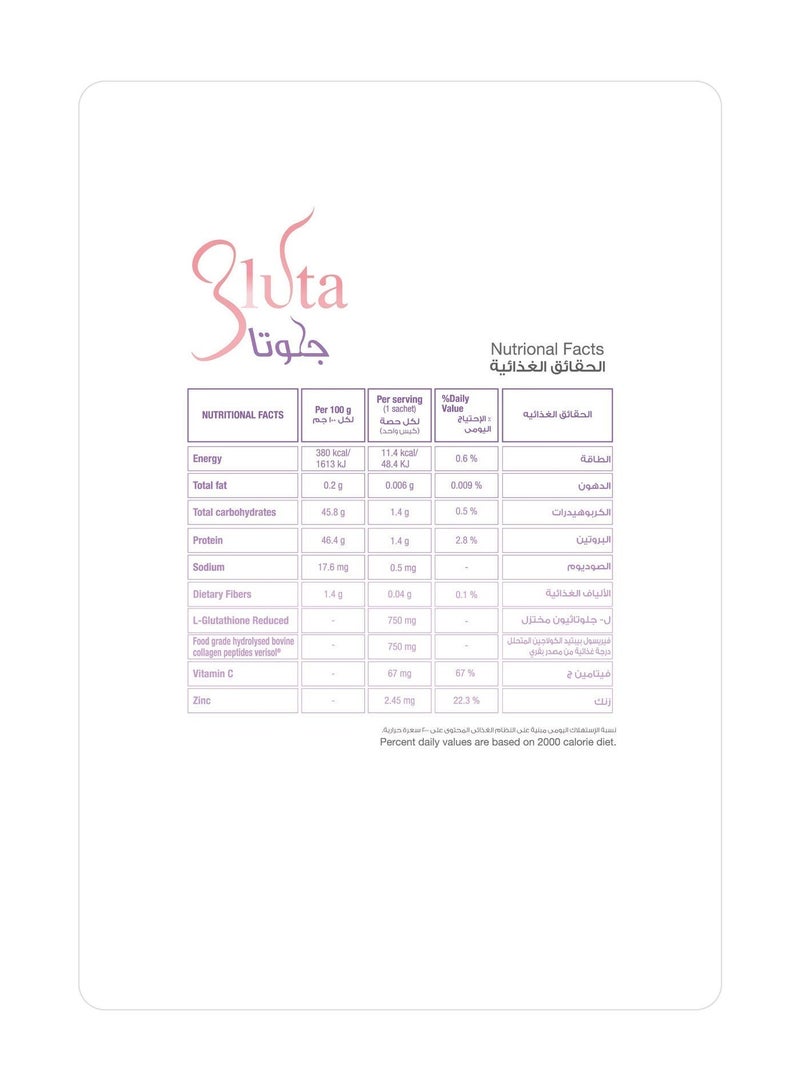 Sulinda Gluta Sachets Glutathione 750 mg with Verisol Collagen, Vitamin C & Zinc | Berries Flavor | 30 Sachets | 30-Day Supply - Image 5