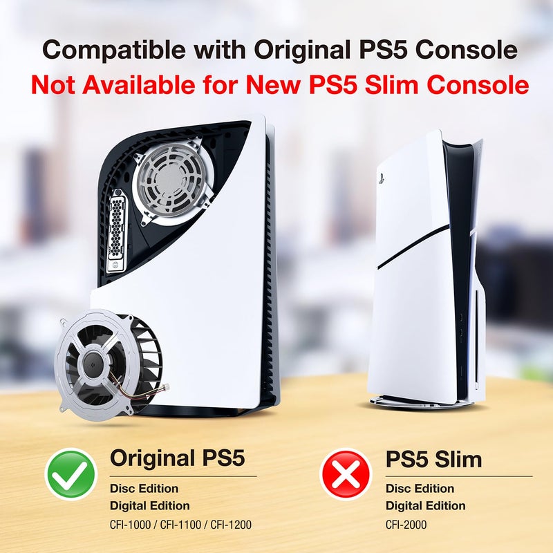 GRAUGEAR PS5 Internal Cooling Fan Replacement Parts, Upgrade Replacement Dust Cleaning Kit, Compatible with 23 Blades Fan 17 Blades Models (PS5 Original) - Image 2