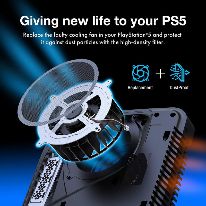 GRAUGEAR PS5 Internal Cooling Fan Replacement Parts, Upgrade Replacement Dust Cleaning Kit, Compatible with 23 Blades Fan 17 Blades Models (PS5 Original) - Image 3