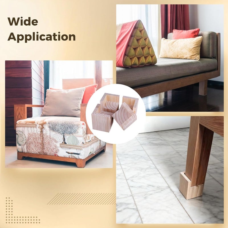 Wood Furniture Risers Square 4-Pack, Lift, Bed, Sofa, Table - Image 5