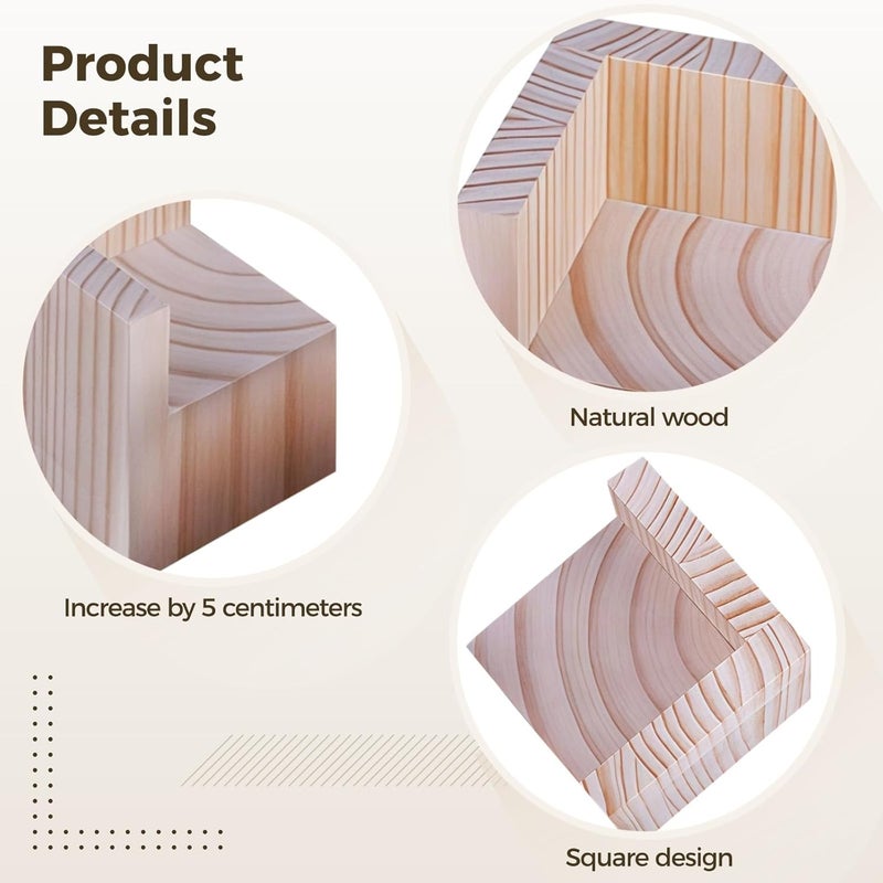 Wood Furniture Risers Square 4-Pack, Lift, Bed, Sofa, Table - Image 2