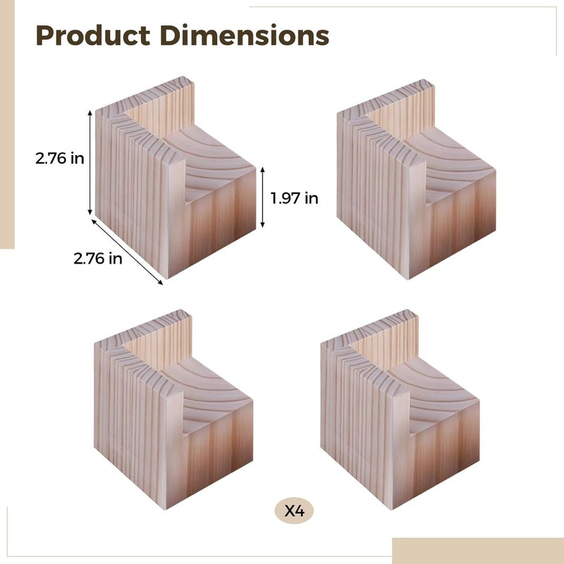 Wood Furniture Risers Square 4-Pack, Lift, Bed, Sofa, Table - Image 3