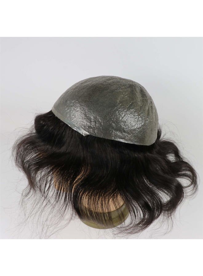 Lumeng Toupee for Men Hair Unit Wig for Men Thin Skin Men's Wig Man Toupee Real Human Hair Pieces Men 1B Off Black Color Man Hair Unit 8x10inch - Image 5