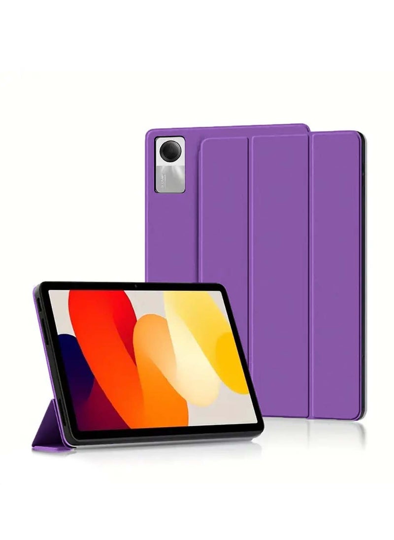 Wtech Xiaomi Redmi Pad SE 2023 (11 inch) - Smart Flip Auto Awake/Auto Sleep Leather Texture Case Cover - Eggplant Purple  - Image 1
