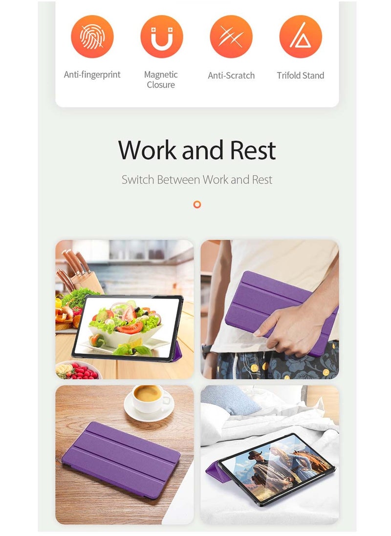 Wtech Xiaomi Redmi Pad SE 2023 (11 inch) - Smart Flip Auto Awake/Auto Sleep Leather Texture Case Cover - Eggplant Purple  - Image 2