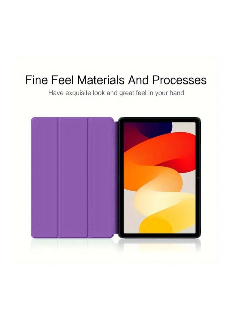 Wtech Xiaomi Redmi Pad SE 2023 (11 inch) - Smart Flip Auto Awake/Auto Sleep Leather Texture Case Cover - Eggplant Purple  - Image 3