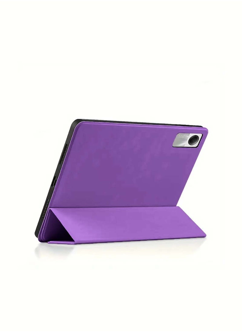 Wtech Xiaomi Redmi Pad SE 2023 (11 inch) - Smart Flip Auto Awake/Auto Sleep Leather Texture Case Cover - Eggplant Purple  - Image 4