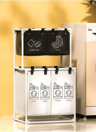Laundry Sorter 4 Sections with 2-Tier Design,Laundry Hamper for Efficient Dirty Clothes Organization,Laundry Basket with Large Capacity and 4 Removable Bags - pzsku/Z2BC6CE2552BEEEBE5D64Z/45/_/1736390735/0daf3414-9dfa-44ff-b5bc-e011e5690a6b