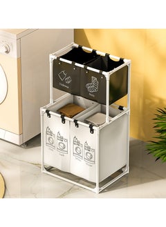 XiuWoo Laundry Sorter 4 Sections with 2-Tier Design,Laundry Hamper for Efficient Dirty Clothes Organization,Laundry Basket with Large Capacity and 4 Removable Bags  - Image 4