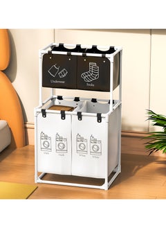 XiuWoo Laundry Sorter 4 Sections with 2-Tier Design,Laundry Hamper for Efficient Dirty Clothes Organization,Laundry Basket with Large Capacity and 4 Removable Bags  - Image 5