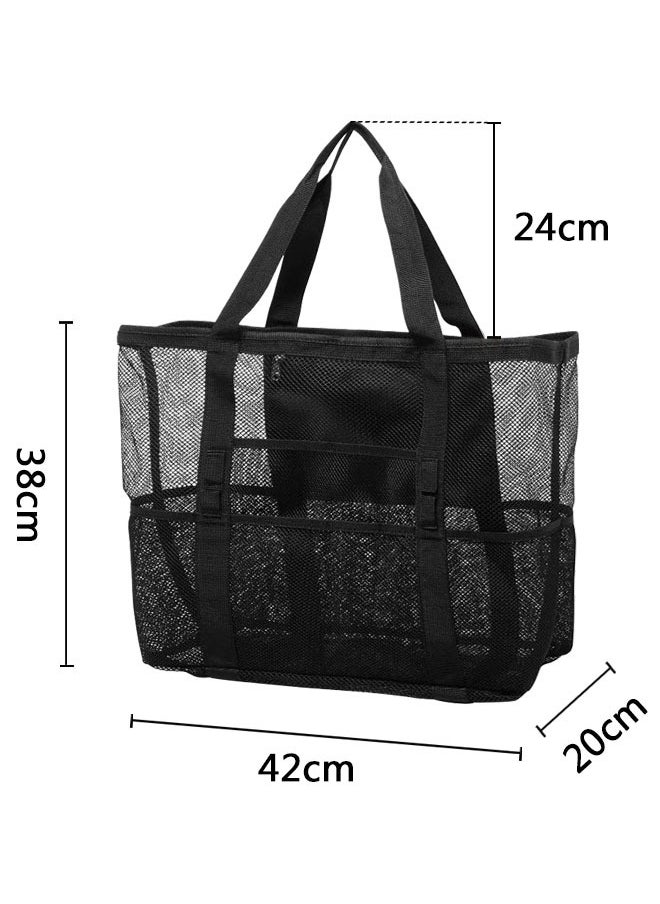 HAWAWA Mesh Beach Bags and Totes with Pockets Lightweight & Foldable Carry Mesh Tote Bag to Carry Towel Beach Toys for Beach, Pool, fishing, Family Picnic  - Image 2