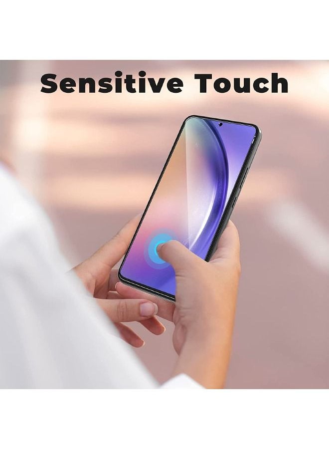 واقي شاشة Samsung Galaxy A54 5G مع واقي عدسة الكاميرا ، ودعم فتح بصمات الأصابع ، وحساسية اللمس ، ومقاومة للخدش ، وغشاء زجاجي مقاوم للخدش بصلابة 9H لهاتف Samsung A54 5G (عبوتان + 2)