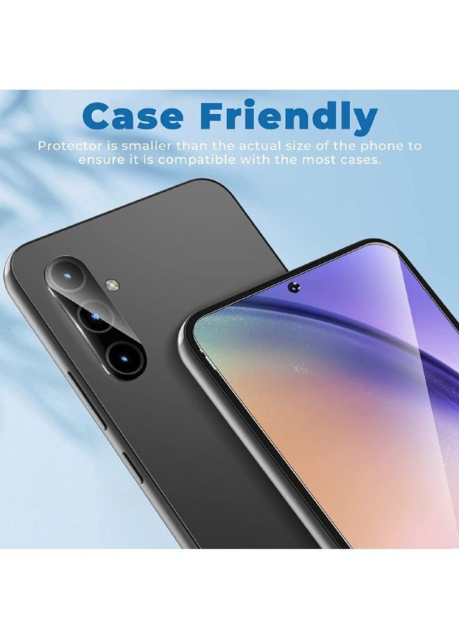 واقي شاشة Samsung Galaxy A54 5G مع واقي عدسة الكاميرا ، ودعم فتح بصمات الأصابع ، وحساسية اللمس ، ومقاومة للخدش ، وغشاء زجاجي مقاوم للخدش بصلابة 9H لهاتف Samsung A54 5G (عبوتان + 2)
