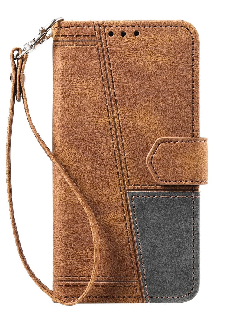 Suteni Splice Flip Cover Leather Hidden Card Slots Phone Case for iPhone - Image 1