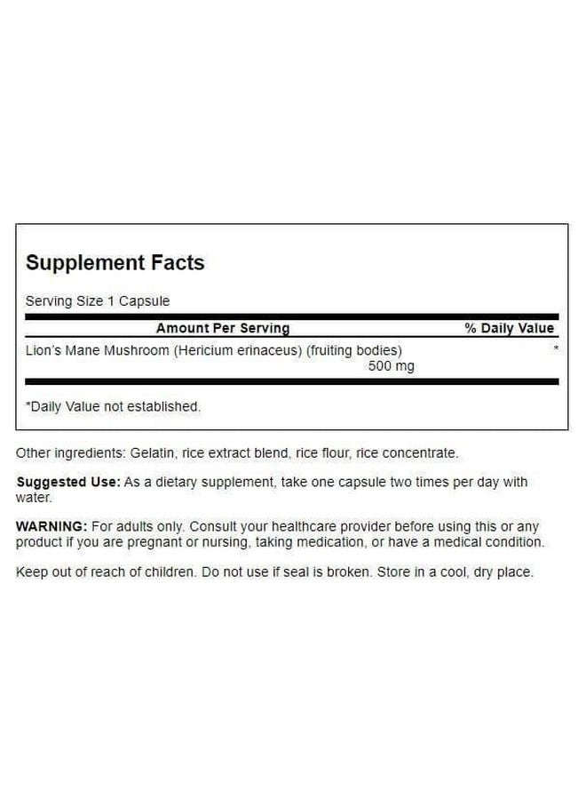 Swanson Lion's Mane Mushroom - Herbal Supplement Promoting Mental Focus, Clarity, & Memory Support - Traditional Brain Booster Supplement (60 Capsules, 500mg Each) 4 Pack - Image 2