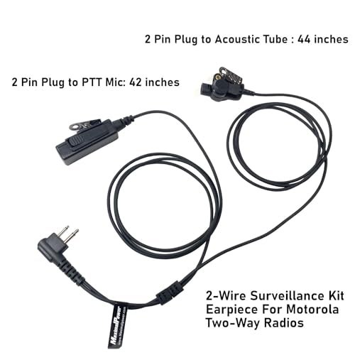 MaximalPower Replacement Surveillance Headset Earpiece for MOTOROLA 2-Pin Radios - Push-to-Talk Mic with Reinforced Cables for Low-Profile Communication - Image 3