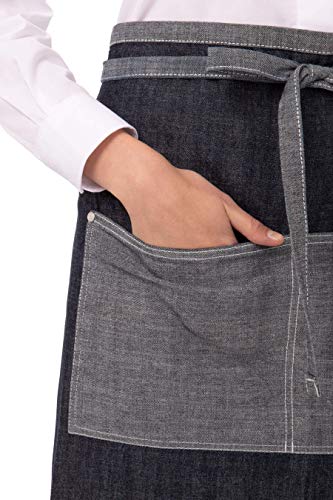 Chef Works Unisex Manhattan Half Bistro Apron, Indigo Blue, One Size - Image 2