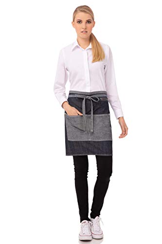 Chef Works Unisex Manhattan Half Bistro Apron, Indigo Blue, One Size - Image 4