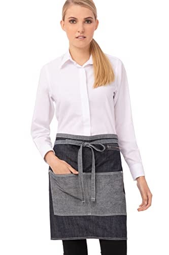 Chef Works Unisex Manhattan Half Bistro Apron, Indigo Blue, One Size - Image 1