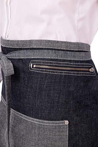 Chef Works Unisex Manhattan Half Bistro Apron, Indigo Blue, One Size - Image 3