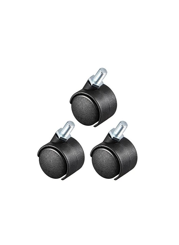KNP KNP Twin Caster Wheel With Thread 4pcs Heavy Duty Twin Wheels Castor Wheels Furniture Casters Load Capacity Heavy Duty Castors for Furniture (With Break) 8mm, 1.5INCH  - Image 1
