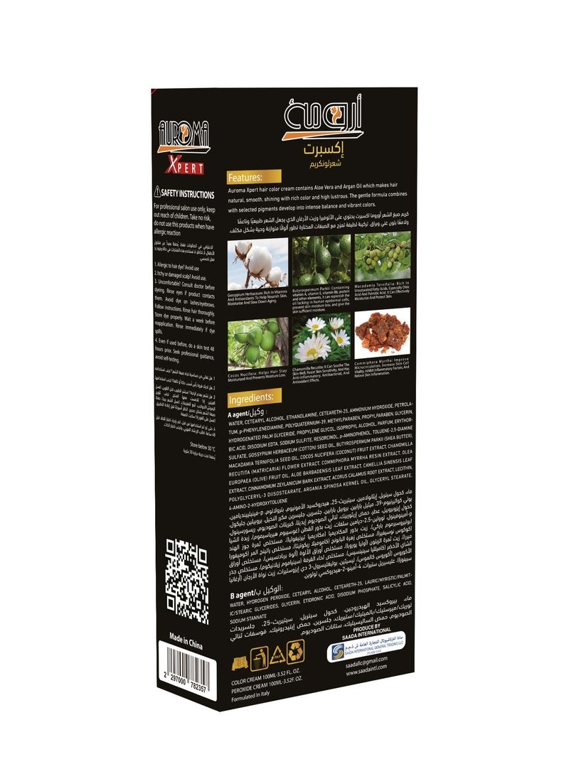 AUROMA Auroma xpert hair color cream natural black no sclap touch 100ml developer 100ml cream (U22)  - Image 2