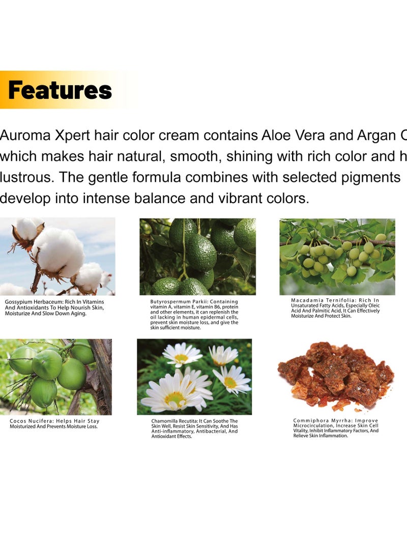 AUROMA Auroma xpert hair color cream natural black no sclap touch 100ml developer 100ml cream (U22)  - Image 4