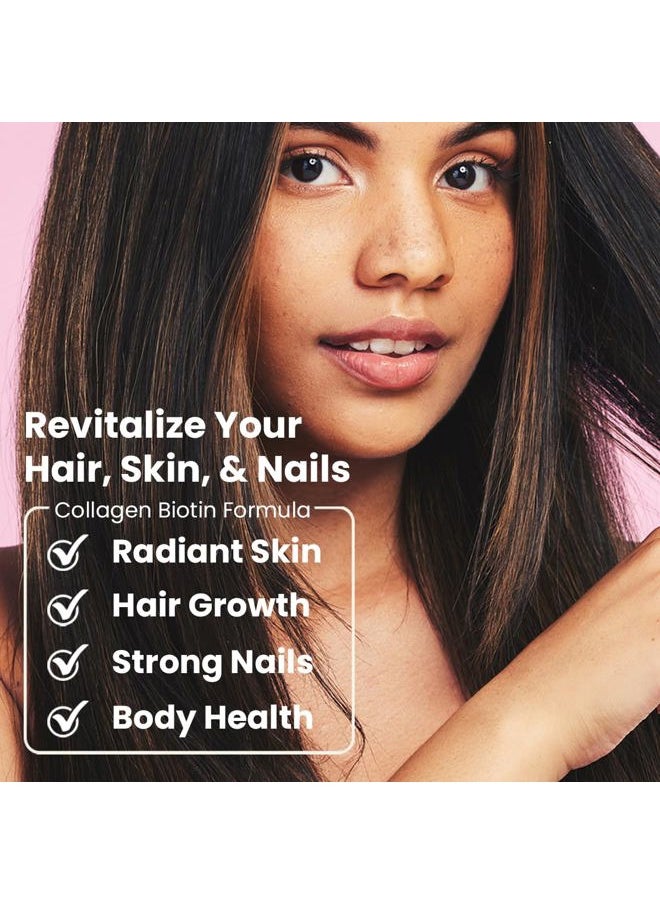 Sanar Naturals - Biotin Collagen Pills - Hair Skin and Nails Vitamins, Boost Hair Growth - Hydrolyzed Collagen Peptides for Women & Men, Biotin Supplement with Vitamin C, 150 Capsules - Image 1