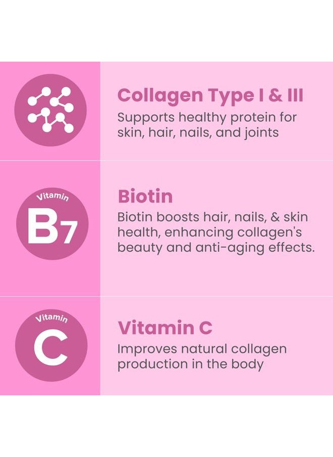 Sanar Naturals - Biotin Collagen Pills - Hair Skin and Nails Vitamins, Boost Hair Growth - Hydrolyzed Collagen Peptides for Women & Men, Biotin Supplement with Vitamin C, 150 Capsules - Image 1
