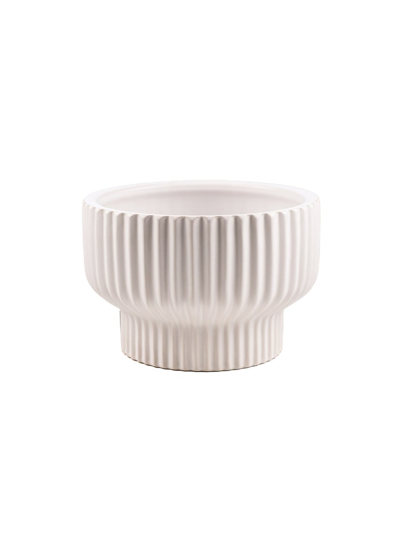 Gulf Flowers Gulf Flowers Ceramic Vase Plate on Stem – White, D20cm x H13cm Decorative Modern Bowl Stand for Centerpieces, Floral Arrangements, Fruit Display or Table Decor – Minimalist Ceramic Dish 