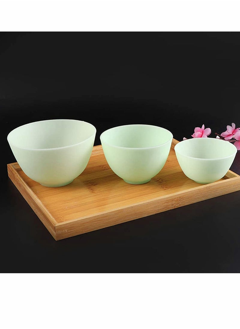 Generic - 3 Pcs Green Silicone Mixing Bowl for Mixing Facial Odorless Mask Bowl Pinch Bowls Skincare Products Care DIY Mixing Bowl for Makeup Holding Ingredient - Image 1
