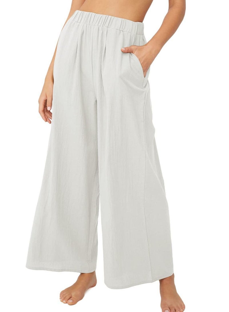 Loquat Spring And Summer New Women's Solid Color High Waist Loose Casual Wide Leg Pants 