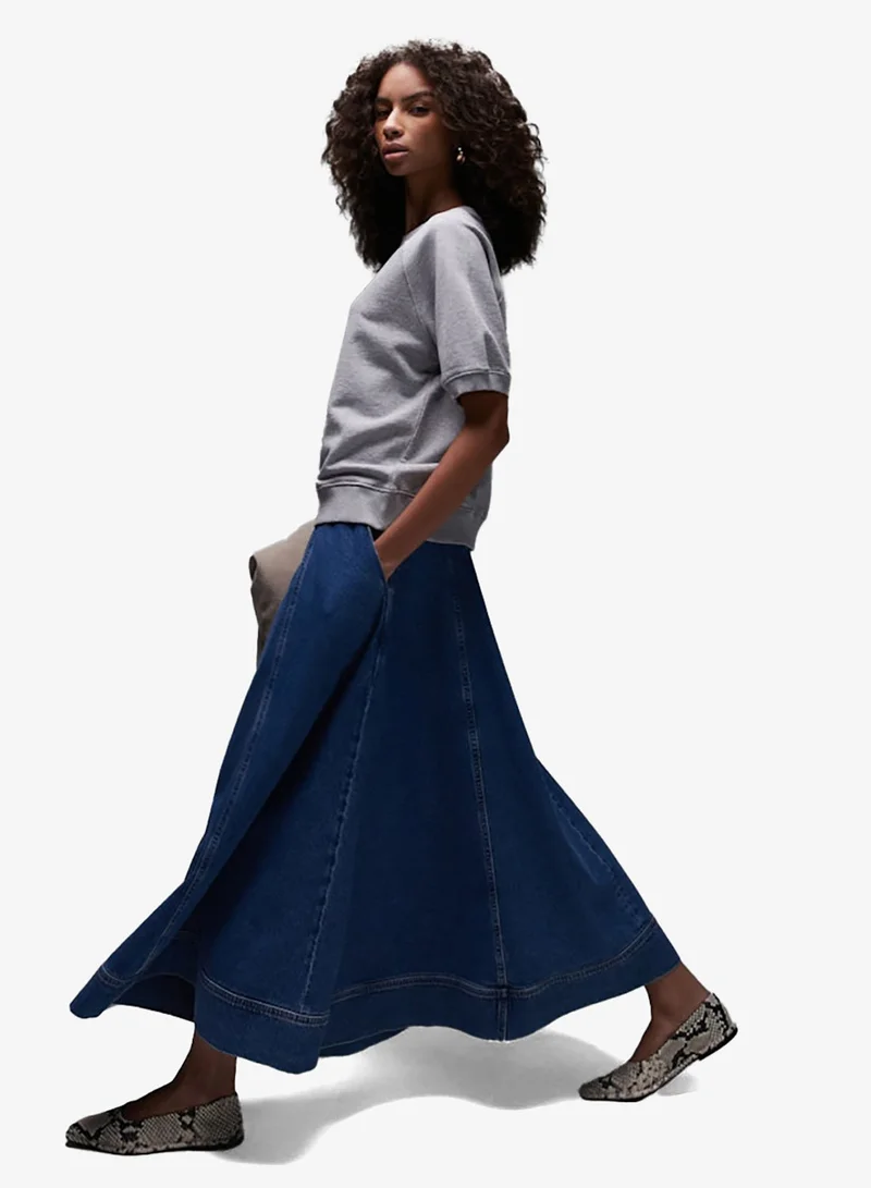 Topshop Casual High Rise Ankle Denim Skirt
