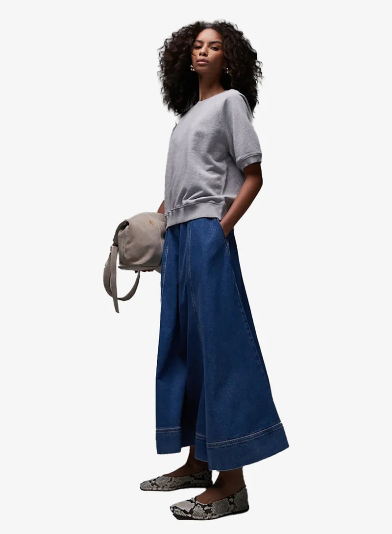 Topshop Casual High Rise Ankle Denim Skirt