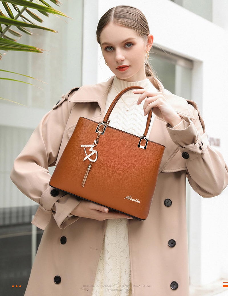 ToLFE Crossbody Purses and Handbags for Women PU Leather Tote Top Handle Satchel Shoulder Bags (Liz Brown) - Image 3