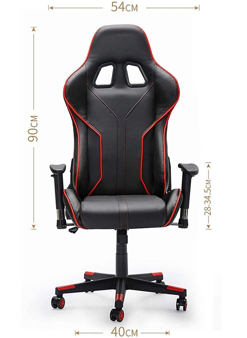 Generic - Throne U Gaming Chair High-Back PU Leather Computer Desk Racing Style Office Game Furniture, Adjustable Hight with Headrest and Lumbar Support - Black /Red - Image 1