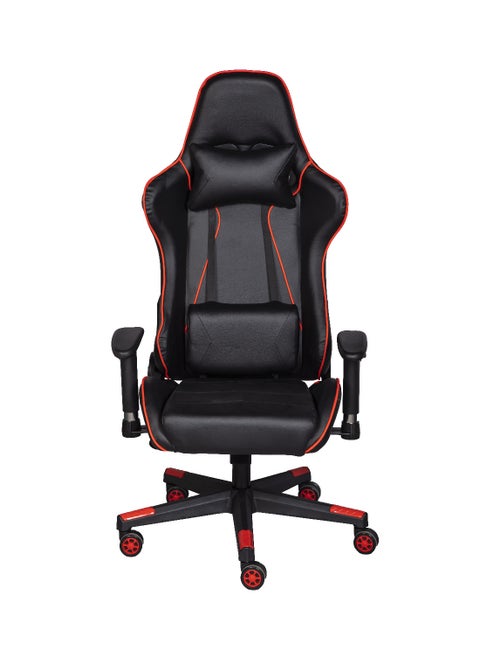 Throne U Gaming Chair High-Back PU Leather Computer Desk Racing Style Office Game Furniture, Adjustable Hight with Headrest and Lumbar Support - Black /Red