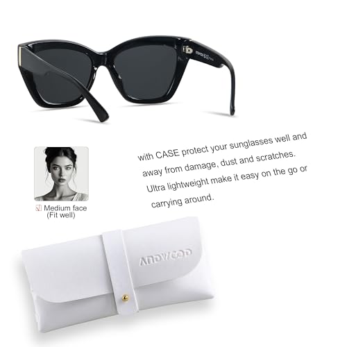 ANDWOOD Trendy Cute Cat Eye Polarized Sunglasses for Women Fashion Cateye Sunnies Lentes de sol para mujer Black - Image 3