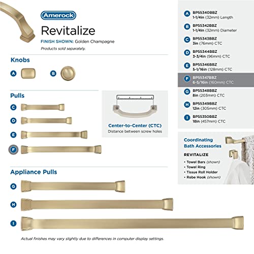 Amerock | Cabinet Pull | Golden Champagne | 6-5/16 inch (160 mm) Center to Center | Revitalize | 1 Pack | Drawer Pull | Drawer Handle | Cabinet Hardware - Image 4