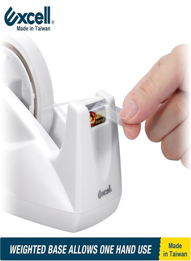 Excell EX-11425WH Premium Dualcore Desktop Tape Dispenser (1" + 3" core) with Sand Weighted Base, White Desk Tape Dispensers Use for Office, Gift Store and Wrapping Purpose - Image 3