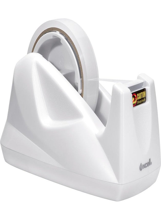 Excell EX-11425WH Premium Dualcore Desktop Tape Dispenser (1" + 3" core) with Sand Weighted Base, White Desk Tape Dispensers Use for Office, Gift Store and Wrapping Purpose - Image 1