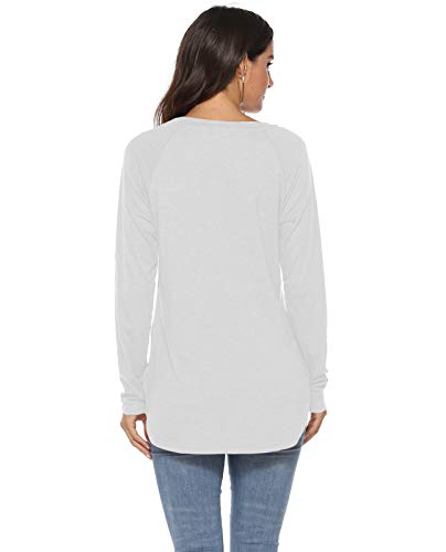 Newchoice Womens Tops and Blouses Tunic,2021 Fashion Plain Long Sleeve Shirts (S,White) - Image 5