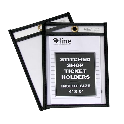 C-Line Stitched Shop Ticket Holders, Both Sides Clear, 4 x 6 Inches, 25 per Box (46046) - Image 1