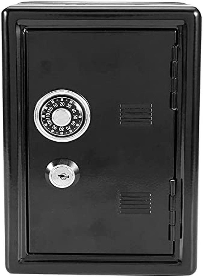 Delzon خزانة نقود ديلزون مزودة بعجلة محاكاة، صندوق نقود للأطفال بمفتاحين، صندوق تخزين لتبادل العملات، معدن (أسود) - Image 1