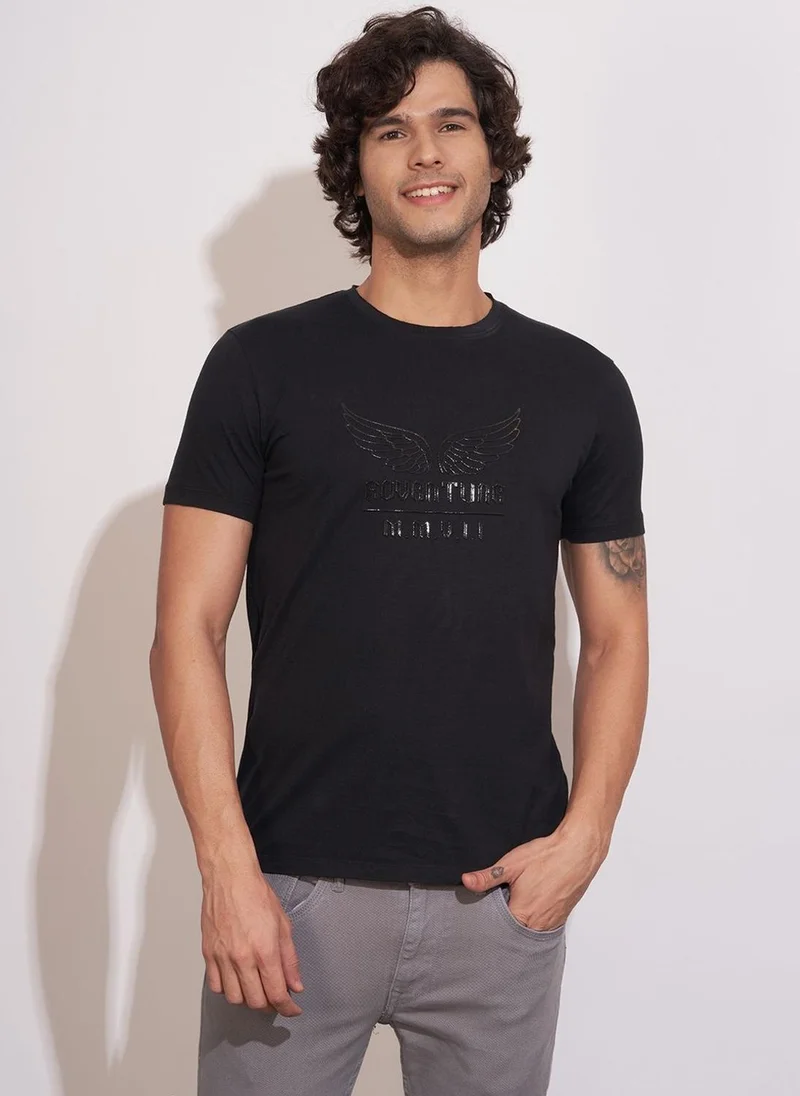 بيينغ هيومان Men Typography Printed Regular Fit Pure Cotton T-shirt