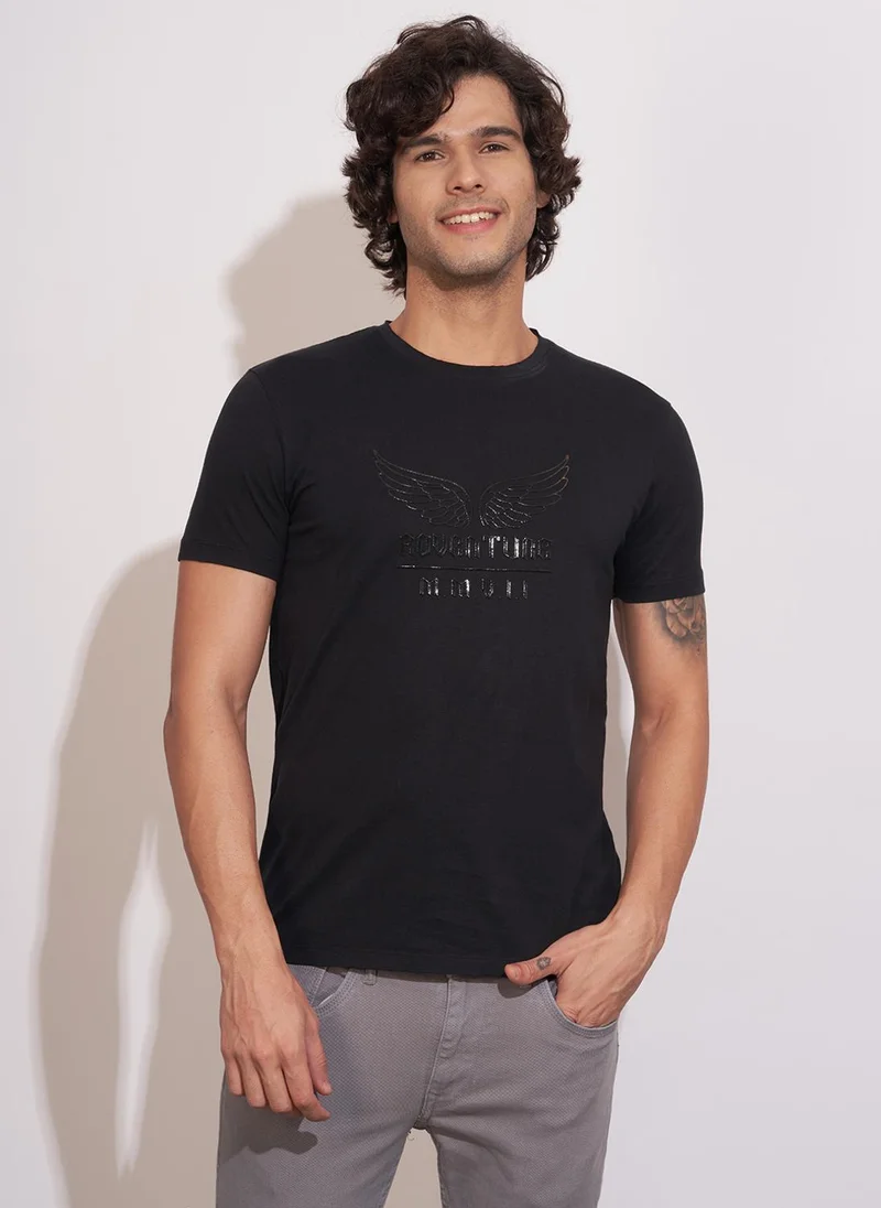 بيينغ هيومان Men Typography Printed Regular Fit Pure Cotton T-shirt